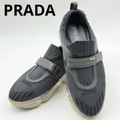 【極美品】　プラダ　ニット　メリージェーン　スニーカー　37　黒　クリアソールのサムネイル