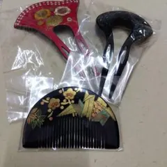 和風かんざし3点セット 赤 黒等