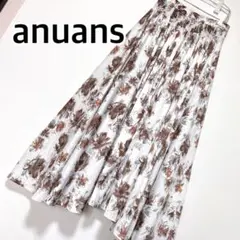 anuans ペイントフラワーシャーリングスカート M 花柄 フレア マキシ丈のサムネイル