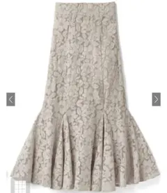 レース フレア ロングスカート ベージュ