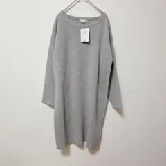 ハッシュアッシュ【M】ニット/薄手 チュニック丈 長袖 秋冬 シンプル