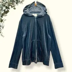 Puez【M】パーカー/羽織り/フルジップ/光沢感/日本製/チャコールグレー