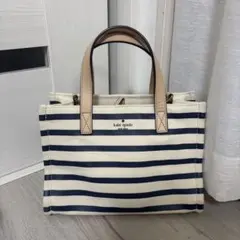 kate spadeケイトスペードボーダートートバッグ キャンバス ハンドバッグ