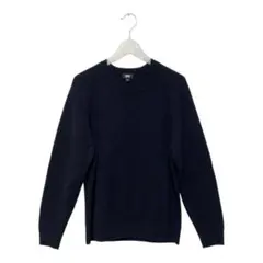 ユニクロ UNIQLO【Ｌ】ラムクルーネックセーター ブラック 毛100%