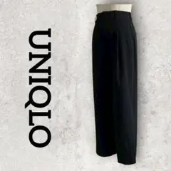 UNIQLO タックパンツ ワイドパンツ スラックスパンツ (S) ブラック