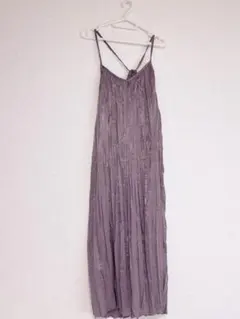 キャミワンピース パープル プリーツ加工