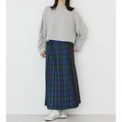 美品　AMERICAN HOLIC プリーツスカート Mグリーン系チェック