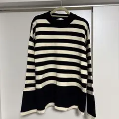 美品ZARA ボーダーリブ編みセーター M