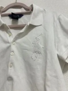 RALPH LAUREN ビーズロゴ 半袖ポロシャツ ホワイト