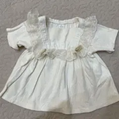 フリル付きアイボリーTシャツ80 ベビー　バースデイ　コトリ　Cottoli