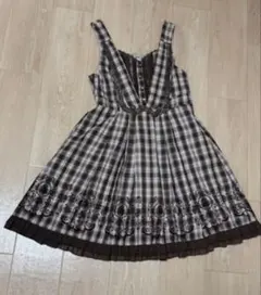 axes femme ベストデザインチェック柄レトロワンピース