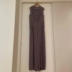 グレー ノースリーブ Vネック ジャンプスーツ