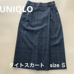 UNIQLO タイトスカート Ｓサイズ　チェック柄　グレー　膝丈　ユニクロ