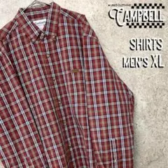 【レア☆US輸入90s】カーハート 長袖チェック ワークシャツ 革タグ XL