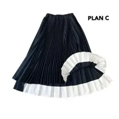 23SS 極美品✨PLAN C プリーツスカート バイカラー スリット ロング丈のサムネイル