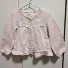 クーラクール 95cm うさぎ刺繍 カーディガン ピンク キムラタン春・秋