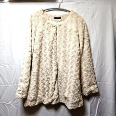 DURAS ベージュ ノーカラージャケット　起毛　Ｆ