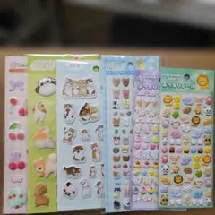 ぷっくり動物キャラクターシール6枚セット