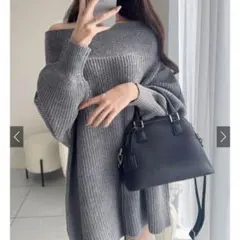GRL 2wayオフショルダーニットミニワンピース[mb1537