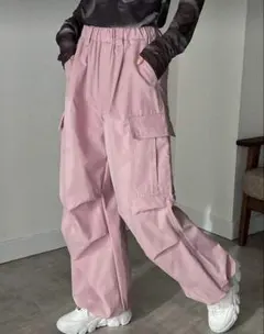 ピンク カーゴパンツ フリーサイズ