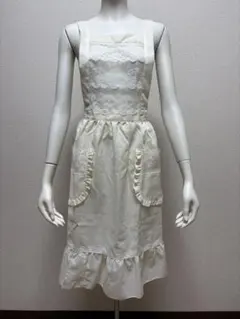 未使用フリルレースエプロン生成り