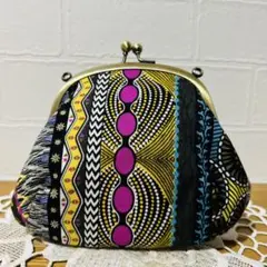 ハンドメイドがま口ポーチ❤️アフリカ布