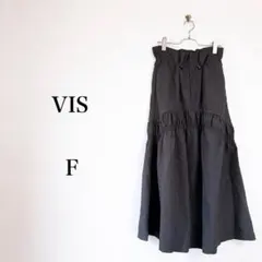 VIS（F）ジャガードロングスカート　ブラック　体型カバー　ドロスト　フレアのサムネイル