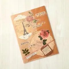 ②コラージュノートカバー（エッフェル塔）A5サイズ　ノート付き