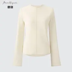 ユニクロ UNIQLO マメクロゴウチ　シアー クルーネックT オフホワイト M