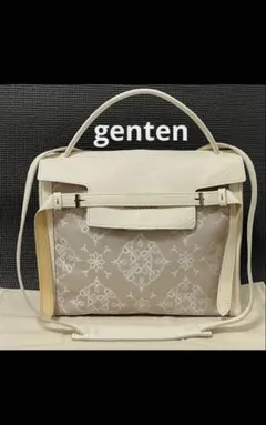 genten ゲンテン カットワーク レザー キャンバス トートバッグ A4収納
