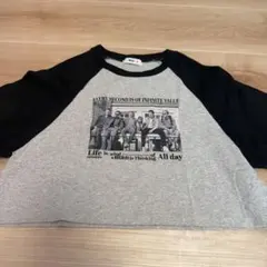 WEGO ラグランTシャツ フォトプリント グレー M