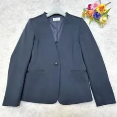 未使用級 プラステ PLST ノーカラージャケット S ネイビー 紺 カラーレス