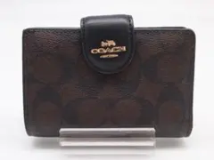 【新品同様】COACH 二つ折り財布 シグネチャー ブラック