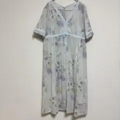 【清楚で上品】花柄レース　ロマンティックワンピース　レトロ　ガーリー　綿100%