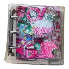 シール帳　A8 キティ　スタバ　シャカシャカバインダー　ノート　リフィル付き