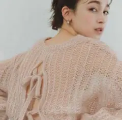 lily brown ピンク　透かしモヘアニットのサムネイル