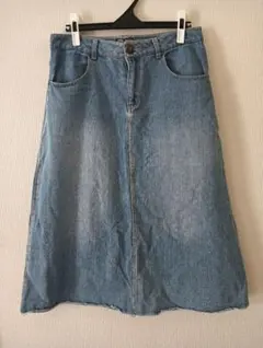 Aラインデニムスカート◆ダメージ加工