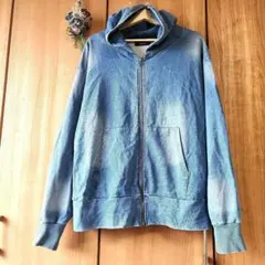 ☘️【roshell ロシェル】メンズ デニムブルー フード付 パーカー