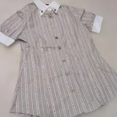 BURBERRY BLUE LABEL 半袖 ブラウス 総ロゴ柄茶系　38日本製のサムネイル