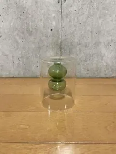 フラワーベース ガラス製円筒形花器 二重構造