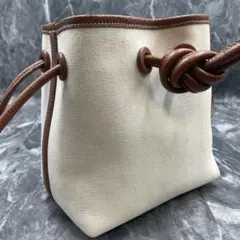 人気✨VASIC ボンドミニ ホワイト キャンバス 巾着 ハンドバッグ