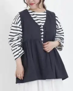 サマンサモスモス☆ 切替ギャザーVネックベスト☆