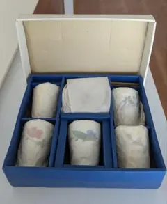 新品　レトロ　花柄カップセット 5個とソーサー付き