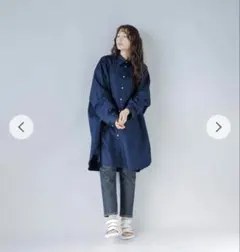 SEA シー　マスキュリンシャツ　F 紺　オーバーサイズ　ドロップショルダーのサムネイル