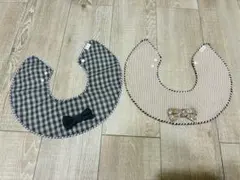 マールマール　スタイ2点セット　チェック&ストライプ　まんまるスタイ