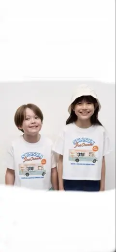 新品！すぐ発送！GU スンスンIce Cream Tシャツ 白140のサムネイル