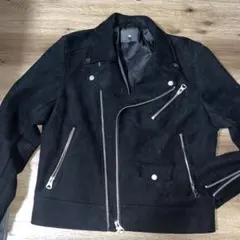 H&M ダブルライダースジャケット M 黒 スエード