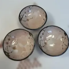 桜模様の陶磁器ボウル 3個セット