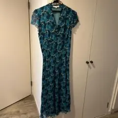 Laura Ashley シルクフラワープリント 半袖ロングワンピース