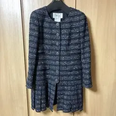極美品】René ルネ ツイードロングコート ブラック 36 - メルカリ